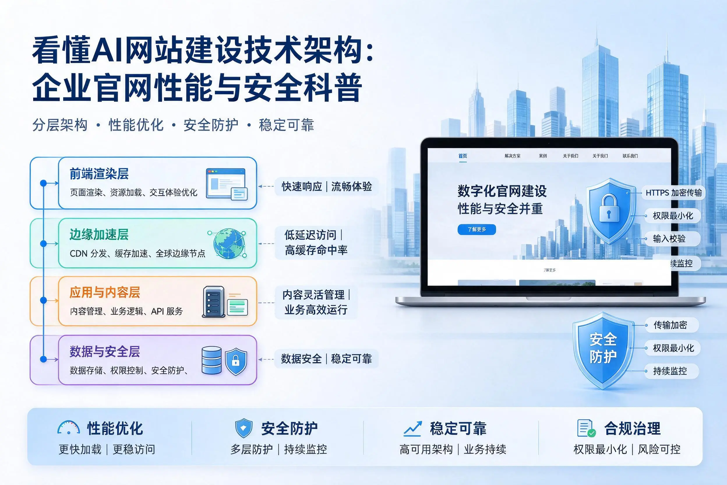看懂AI网站建设技术架构：武汉企业官网性能与安全科普