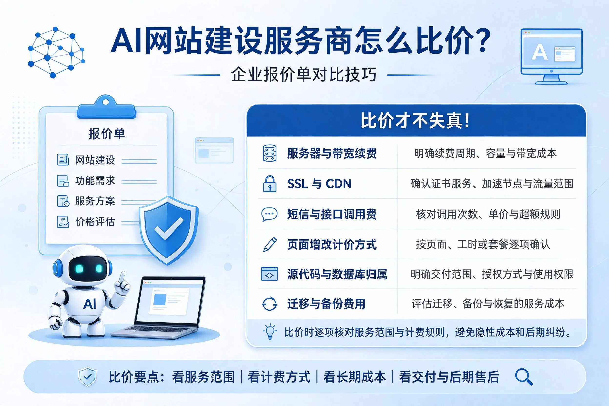 AI网站建设服务商怎么比价?武汉企业报价单对比技巧