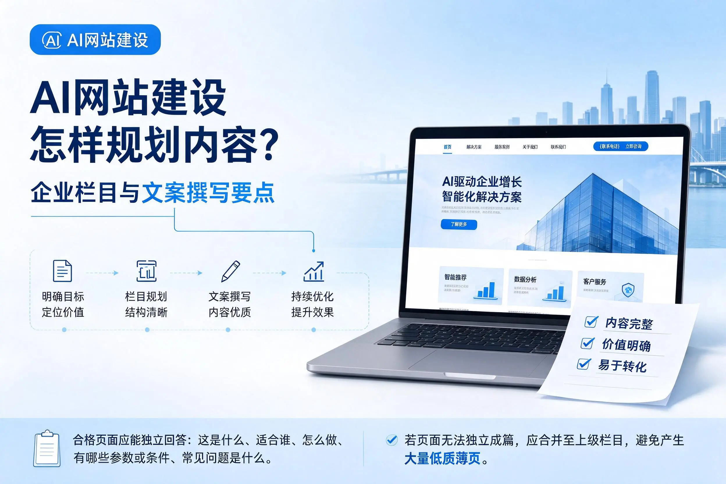 AI网站建设怎样规划内容?武汉企业栏目与文案撰写要点