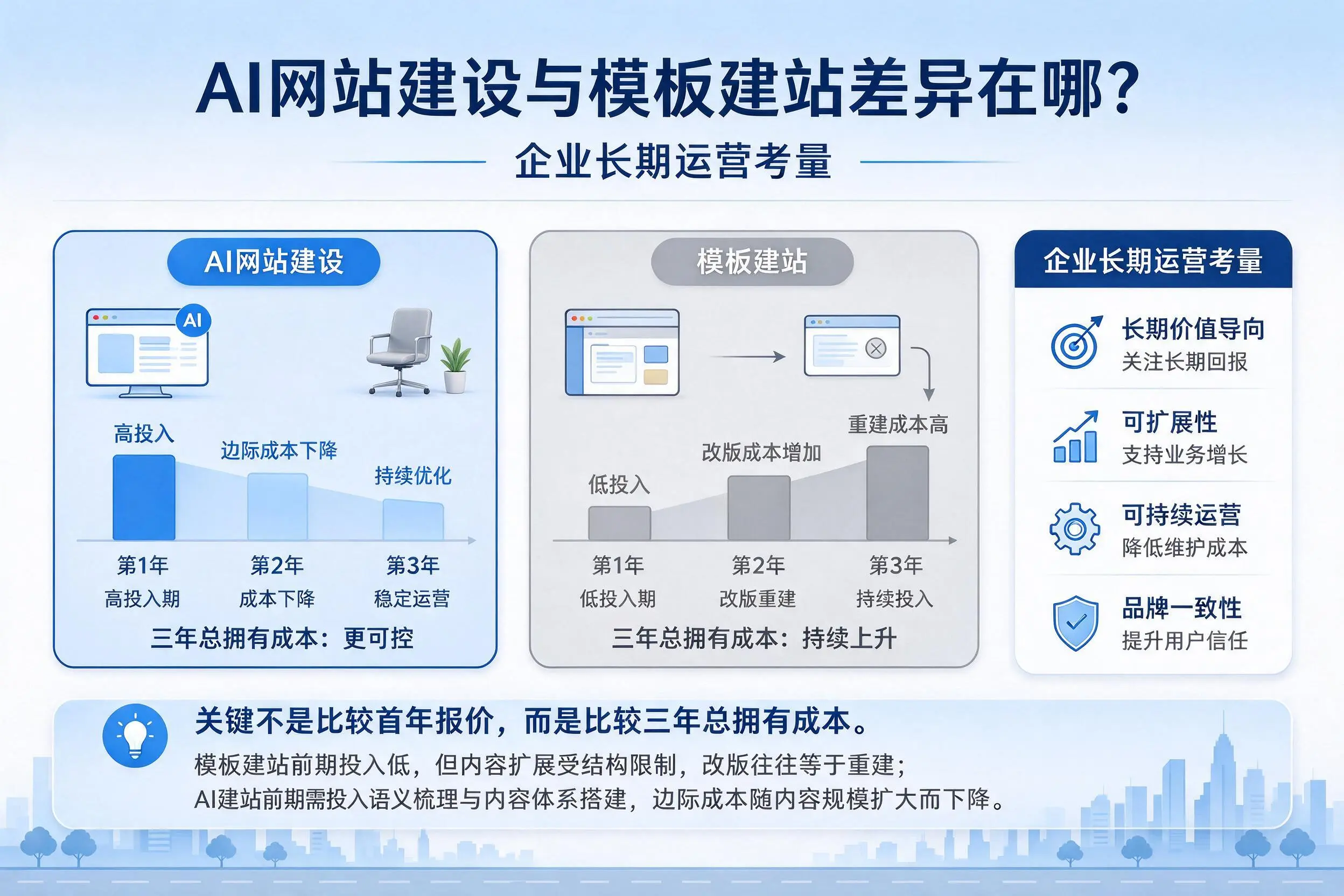 AI网站建设与模板建站差异在哪？武汉企业长期运营考量