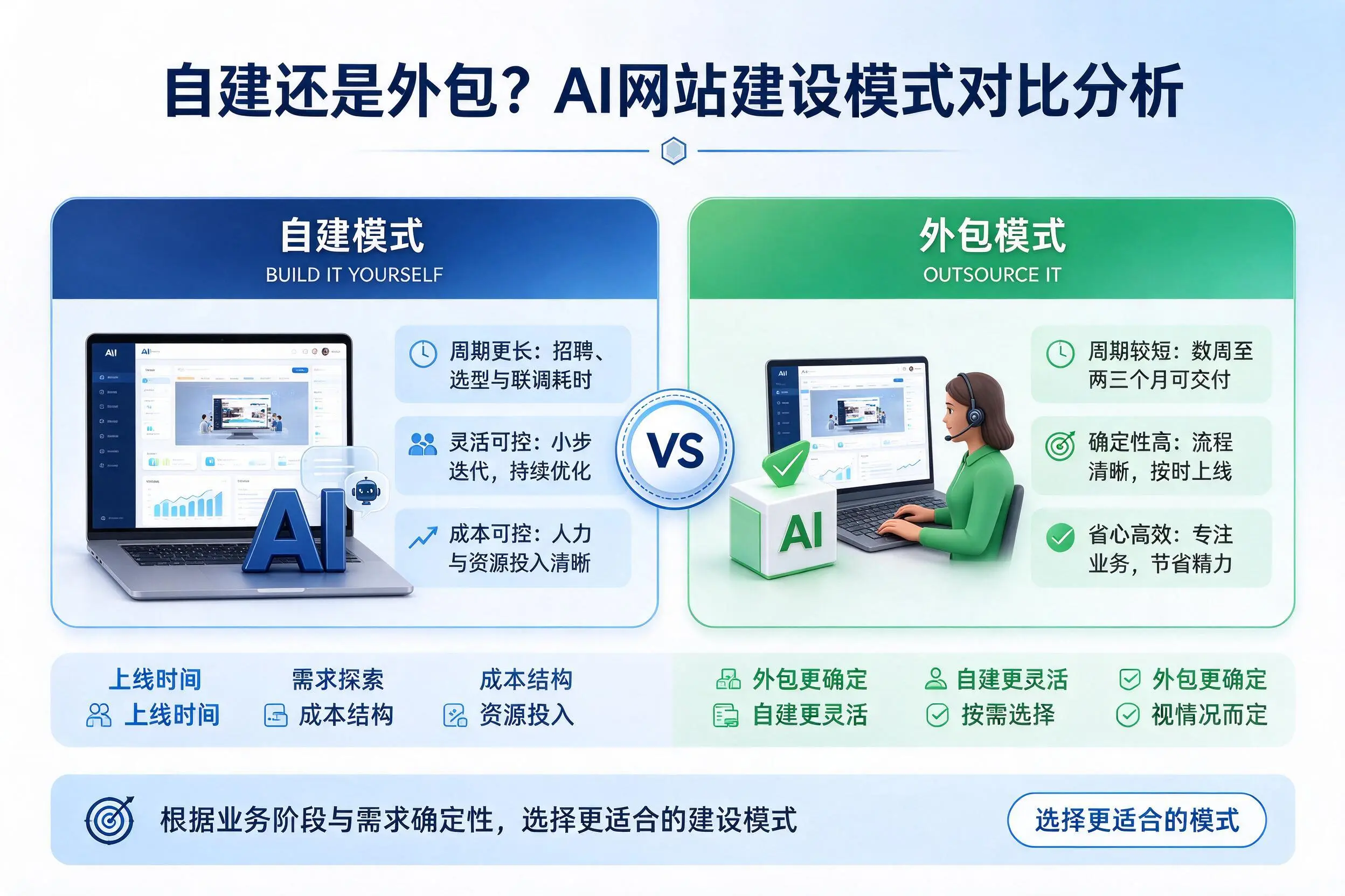 自建还是外包?武汉AI网站建设模式对比分析